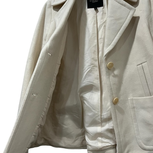 Talbots Size 2 Cream Button Pea Coat Wool Blend Fall Winter Warm Jacket C - Picture 3 of 8